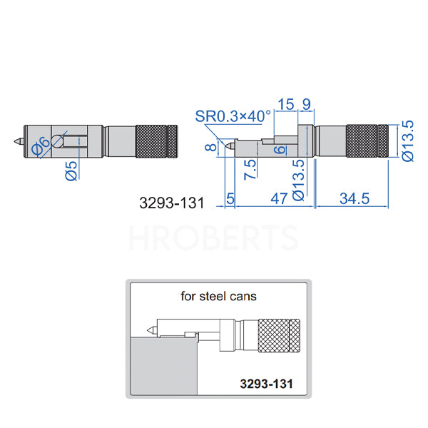 insize 3293-131 Can Seam Micrometer, Range 0-13mm, Graduation 0.01mm, for Steel Cans