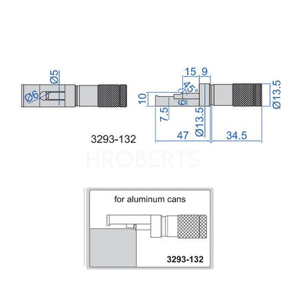 insize 3293-132 Can Seam Micrometer, Range 0-13mm, Graduation 0.01mm, for Aluminium Cans