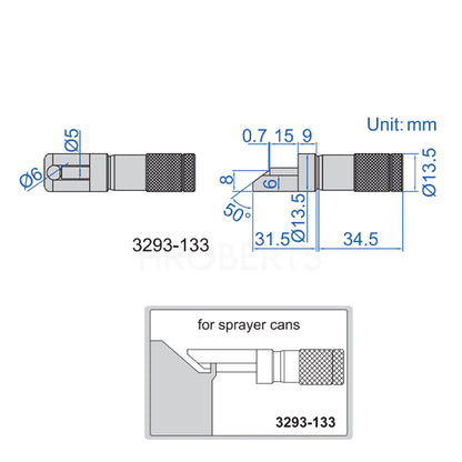 insize 3293-133 Can Seam Micrometer, Range 0-13mm, Graduation 0.01mm, for Spray Cans