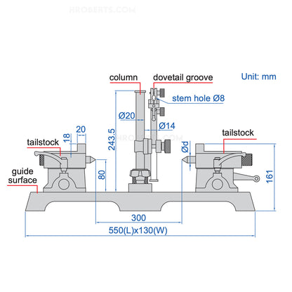 insize 4782-300 Bench Centre with 0.01mm Parallelism