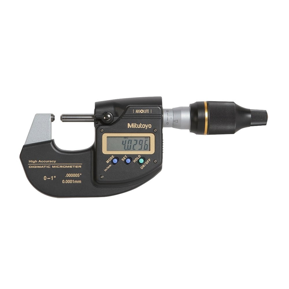 Mitutoyo 293-130-20 Digimatic Absolute Digital High- Accuracy Micrometer, Range 0-1" / 0-25.4mm, Resolution 0.000005", 0.00002" / 0.0001mm, 0.0005mm, with SPC Data Output