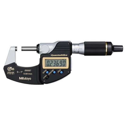 Mitutoyo 293-180-30 Digimatic Digital Quantumike Fast Action Micrometer, Range 0-1" / 0-25.4mm, Resolution 0.00005" / 0.001mm with SPC Data Output