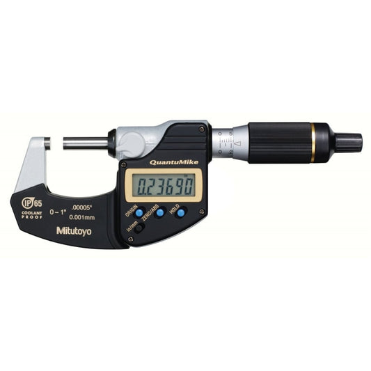 Mitutoyo 293-185-30 Digimatic Digital Quantumike Fast Action Micrometer, Range 0-1" / 0-25.4mm, Resolution 0.00005" / 0.001mm