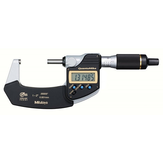 Mitutoyo 293-186-30 Digimatic Digital Quantumike Fast Action Micrometer, Range 1-2" / 25.4-50.8mm, Resolution 0.00005" / 0.001mm