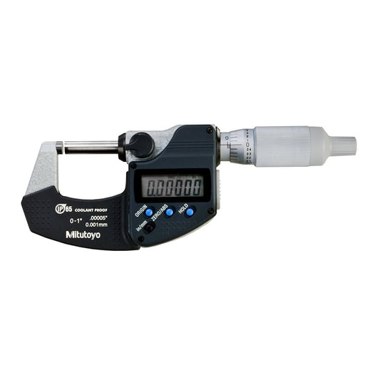Mitutoyo 293-334-30 Digimatic Digital Micrometer, Range 0-1" /  0-25.4mm, Resolution 0.0001" / 0.001mm, IP65, with SPC Data Output