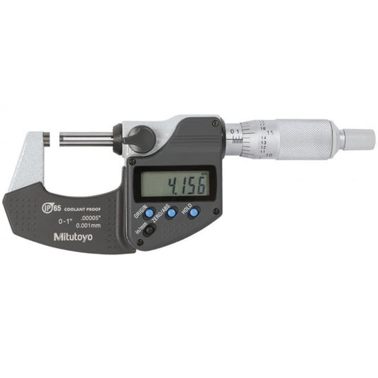Mitutoyo 293-340-30 Digimatic Digital Micrometer, Range 0-1" /  0-25.4mm, Resolution 0.00005" / 0.001mm, IP65