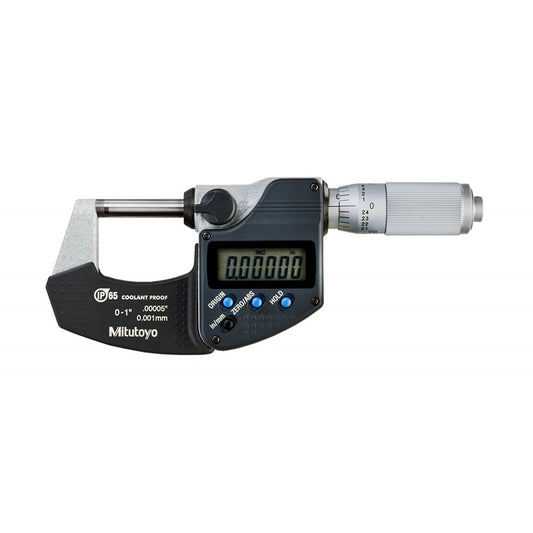 Mitutoyo 293-348-30 Digimatic Digital Micrometer, Range 0-1" /  0-25.4mm, Resolution 0.00005" / 0.001mm, IP65