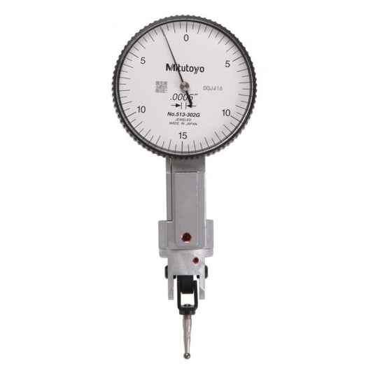 Mitutoyo 513-302GT Lever Dial Indicator Universal Type, Graduation 0.0005", Range 0.03", Scale 0-15-0, Stylus Length 6.5mm, Bezel Diameter 40mm
