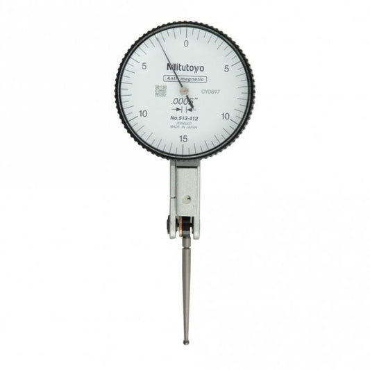 Mitutoyo 513-412E Lever Dial Indicator Horizontal Type, Graduation 0.0005", Range 0.03", Scale 0-15-0, Stylus Length 30.4mm, Bezel Diameter 40mm
