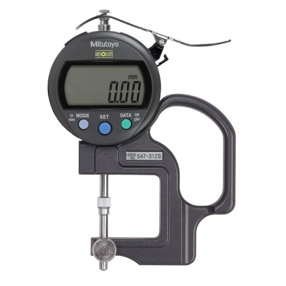 Mitutoyo 547-312S Digimatic Digital Thickness Gauge, Range 0-10mm / 0-0.4", Resolution 0.01mm / 0.0005"
