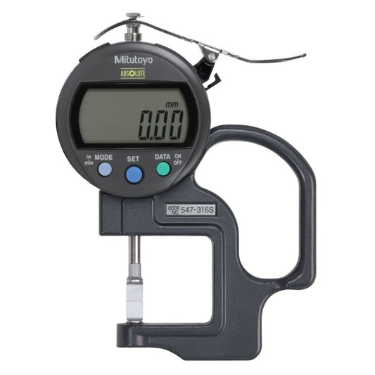 Mitutoyo 547-316S Digimatic Digital Thickness Gauge, Range 0-10mm / 0-0.4", Resolution 0.01mm / 0.0005"