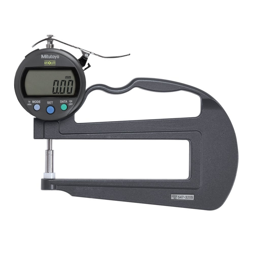 Mitutoyo 547-320S Digimatic Digital Thickness Gauge, Range 0-10mm / 0-0.4", Resolution 0.01mm / 0.0005"