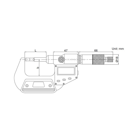 Insize 3532-50A Digital Blade Micrometer, IP65, Range 25-50mm / 1-2", Graduation 0.001mm / 0.00005", With Data Output